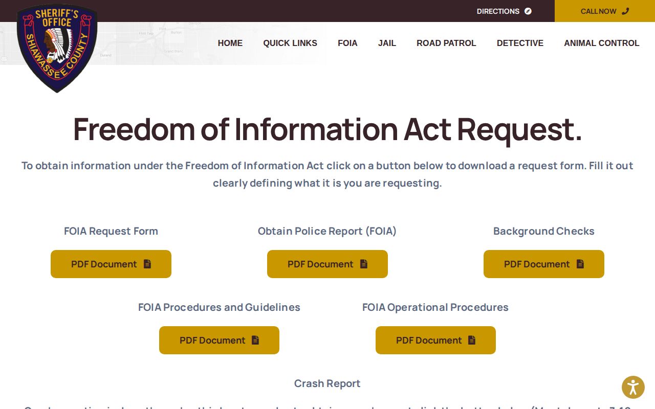 Shiawassee County released inmate record request form links