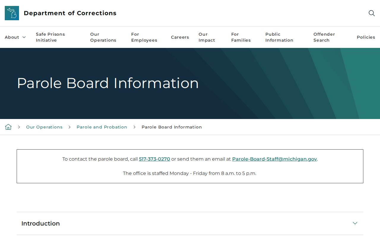 Michigan Parole Board process for Shiawassee County post-release supervision